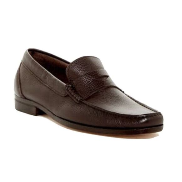 Sandrino By Sandro Moscoloni Placido Leather Penny Loafers 10.5D Shoes Brown - Picture 1 of 16